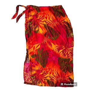 VTG John Roberts Faux Wrap Skirt Size 10 Maxi Tropical Zip Ties Swimsuit…